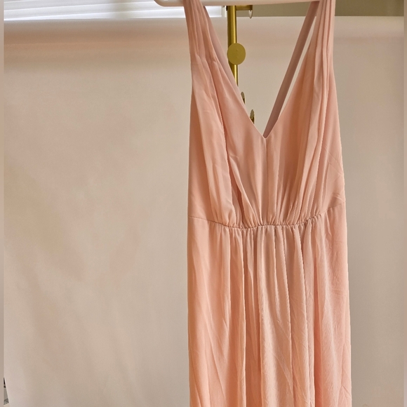Vera Wang White Davids Bridal 20 Long Blush Dusty Rose Chiffon Dress Cross Back - Picture 2 of 15